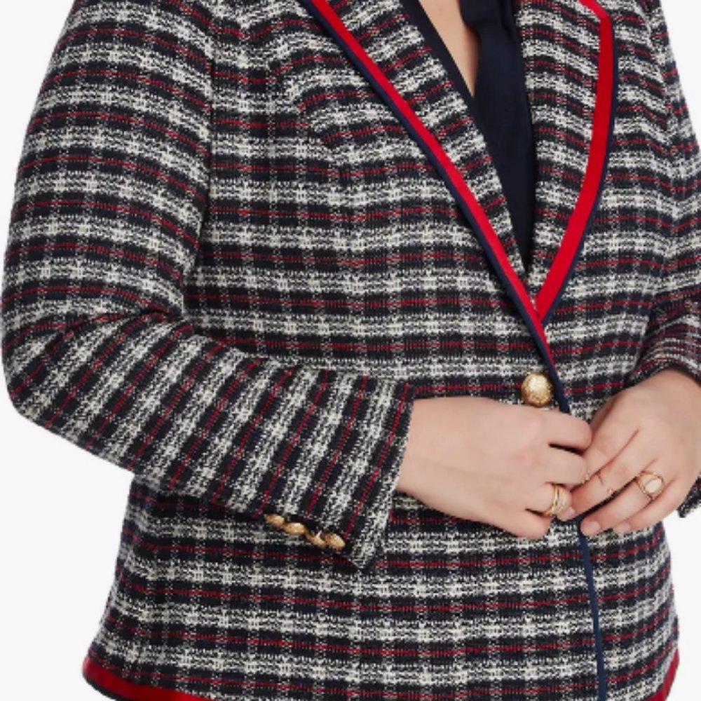 Court & Rowe Plaid Tweed Blazer Jacket in Blue Night size 22W NWT - Picture 3 of 9